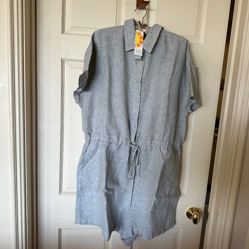 C & C (California) Romper in soft and durable linen (100% machine washable)-XL